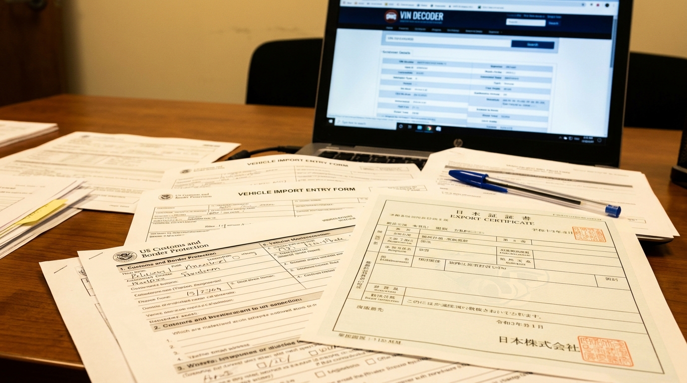 JDM vehicle import customs documentation and forms