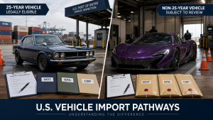 AWIS comparison of Show or Display and 25-year vehicle import paths