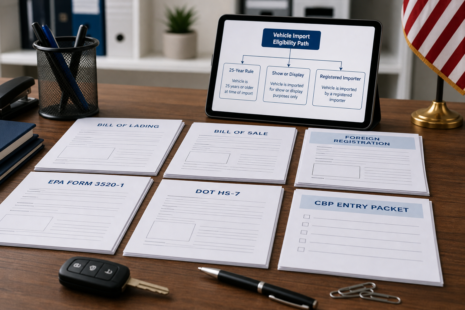 AWIS vehicle import path checklist for DOT EPA and CBP documents