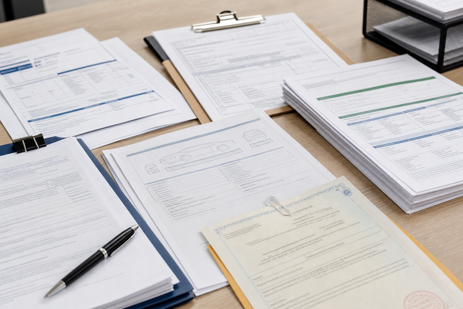 Georgia JDM import title documents with Customs forms, T-22B inspection, and emissions checklist